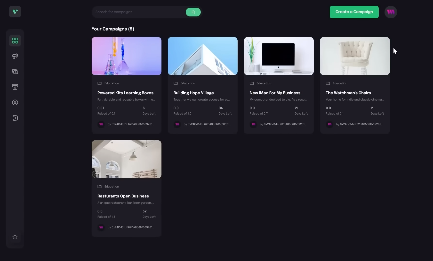 Crowdfunding Platform using Blockchain